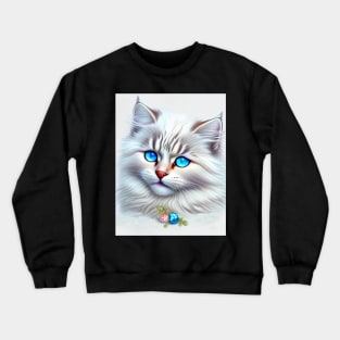 White Siberian Cat Crewneck Sweatshirt